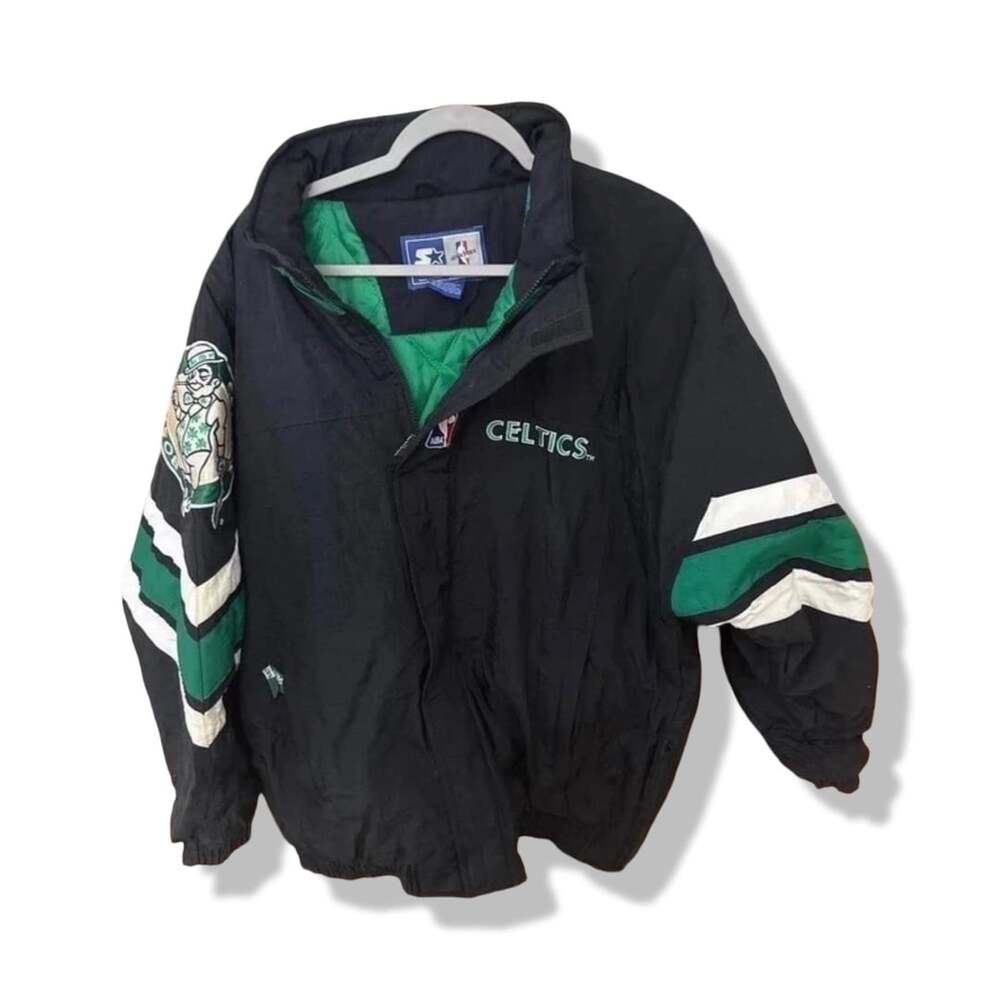Starter Boston Celtics Size L Vintage 90s Black Puffer Jacket